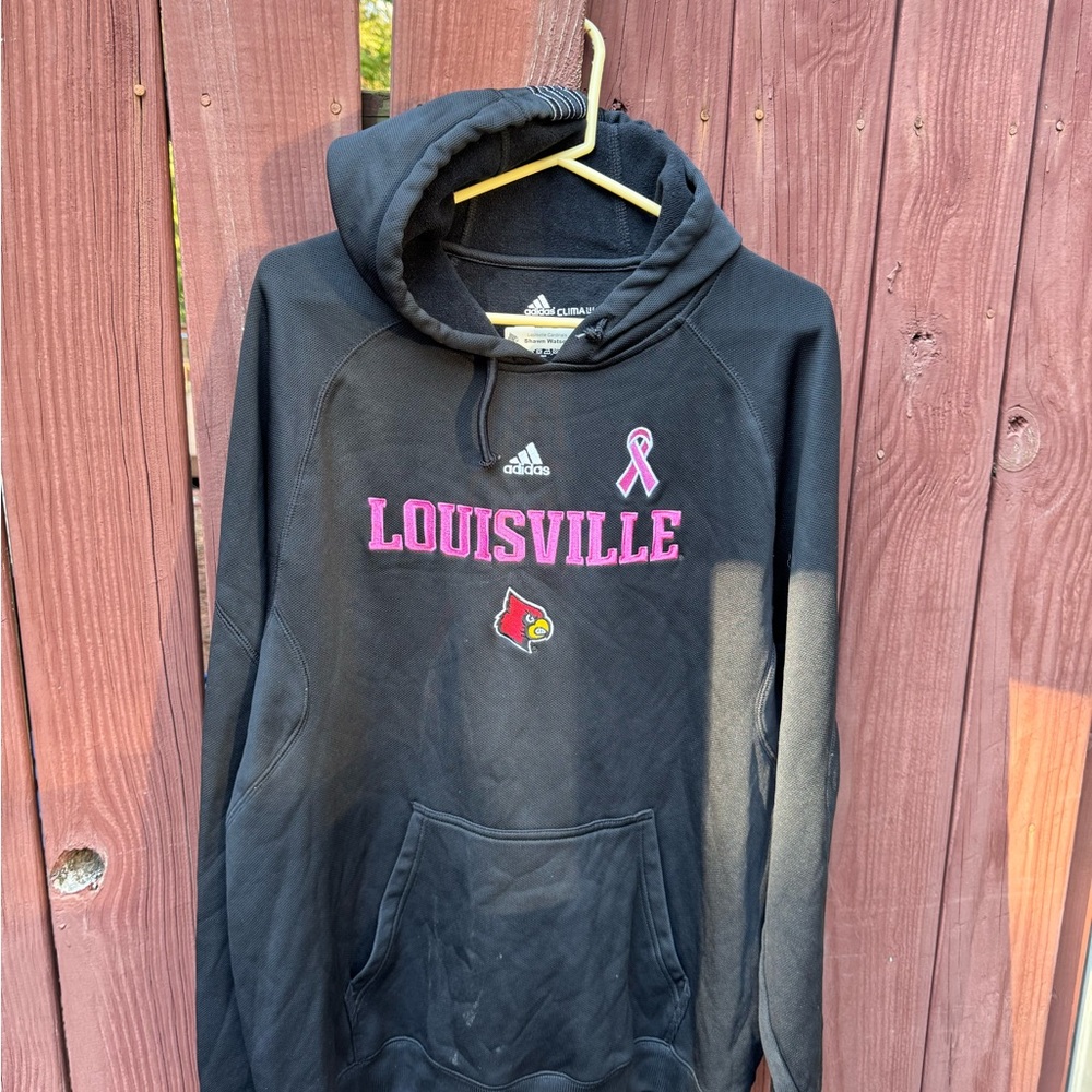 Adidas Black Hoodie with Pink Louisville Design